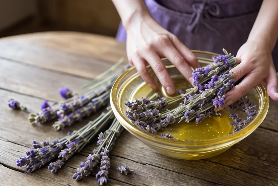 Préparation d'une huile de massage naturelle à la lavande pour le corps
